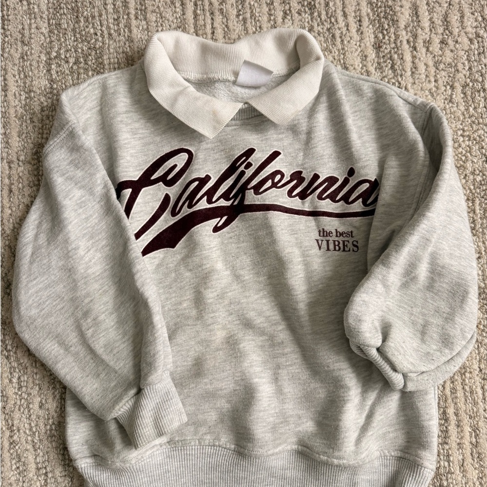 Zara Gray Kids Sweatshirt with Collar